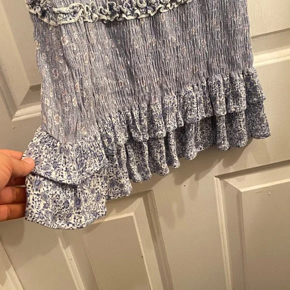 Blue Ruffled Mini Dress - Picture 4 of 8